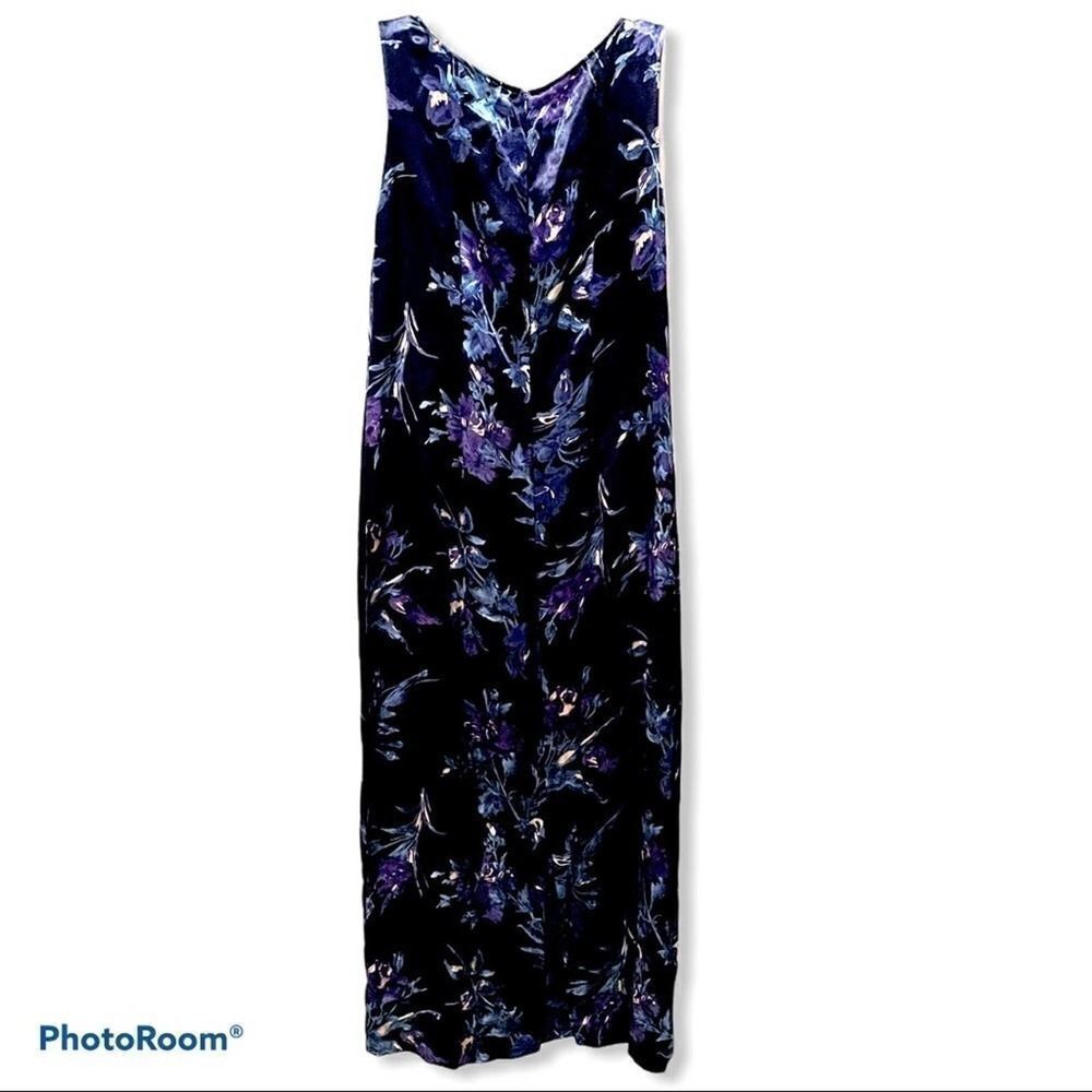 Laura Ashley 1990’s Vintage Maxi Blue Purple Muted Fairycore Floral Dress sz